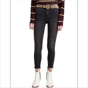New Free People Raw Hem High Rise Black Jeans Skinny sz 25